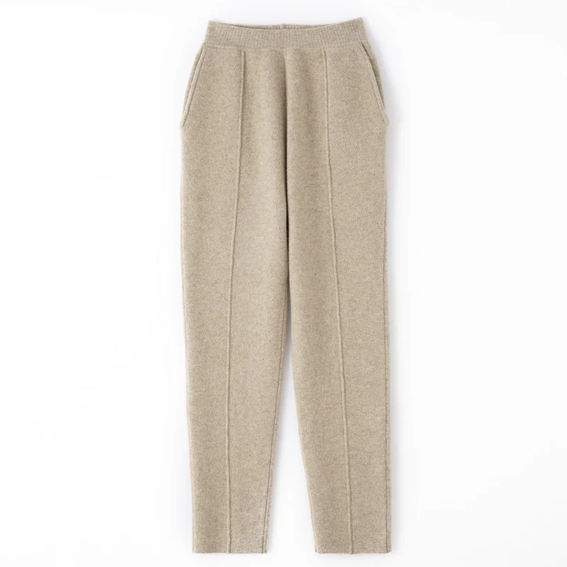 Damen Strickhose mit schmaler Beinform, elastischem Bund und Bügelfalte Nord Taschen