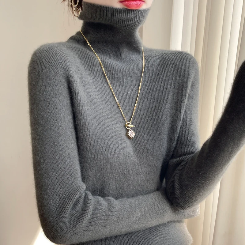 Damen Slim-Fit Rollkragenpullover aus weichem Angora-Mix Nord Taschen
