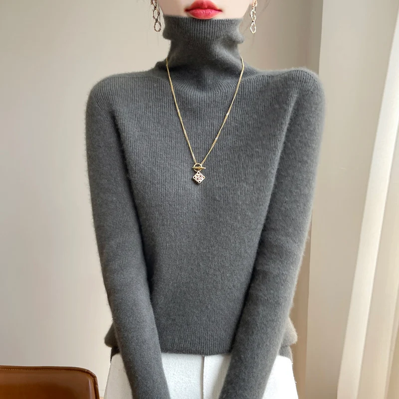 Damen Slim-Fit Rollkragenpullover aus weichem Angora-Mix Nord Taschen