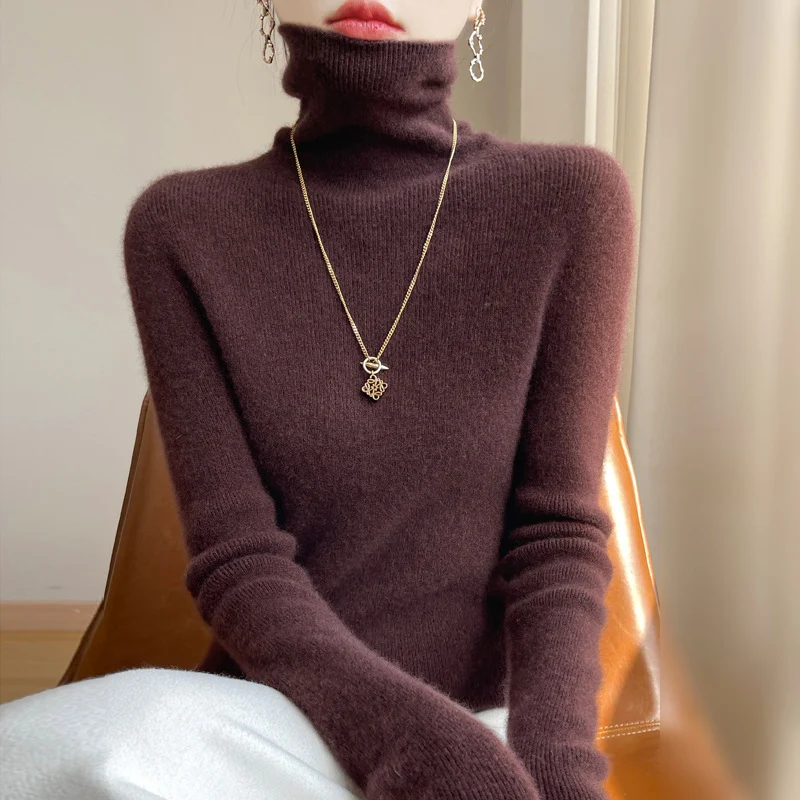 Damen Slim-Fit Rollkragenpullover aus weichem Angora-Mix Nord Taschen