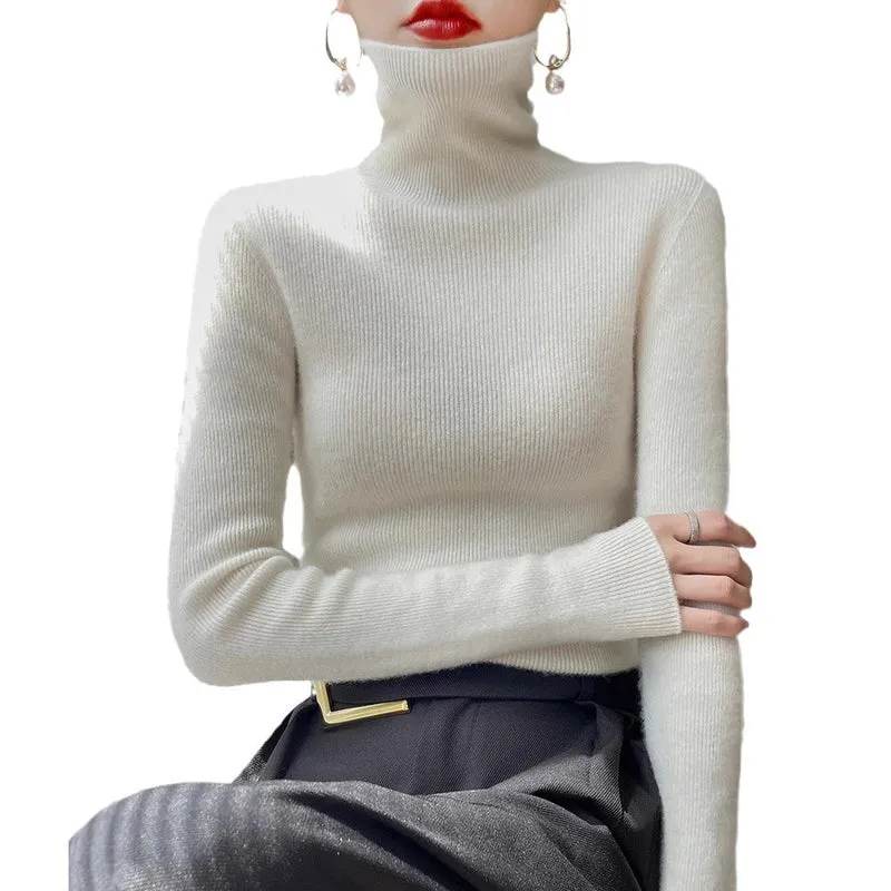 Damen Schmaler Rollkragenpullover aus Kaschmir‑Mix mit extralangem Ärmelabschluss Nord Taschen
