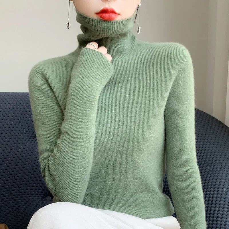 Damen Schmaler Rollkragenpullover aus Kaschmir‑Mix mit extralangem Ärmelabschluss Nord Taschen