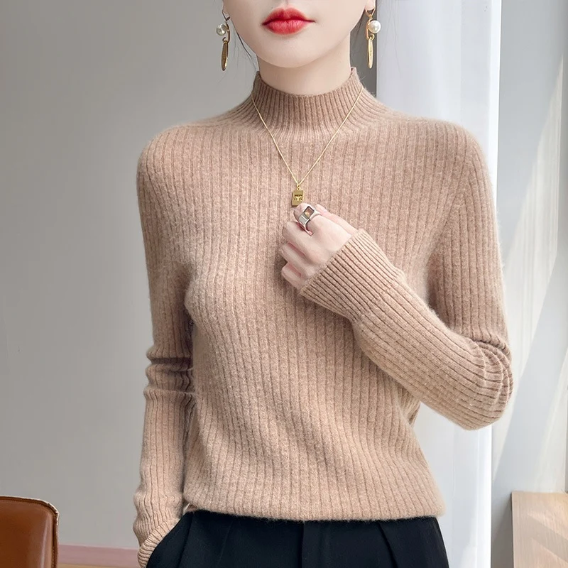 Damen Schmaler Rippenstrick-Mockneck mit extraweicher Kaschmir-Optik Nord Taschen