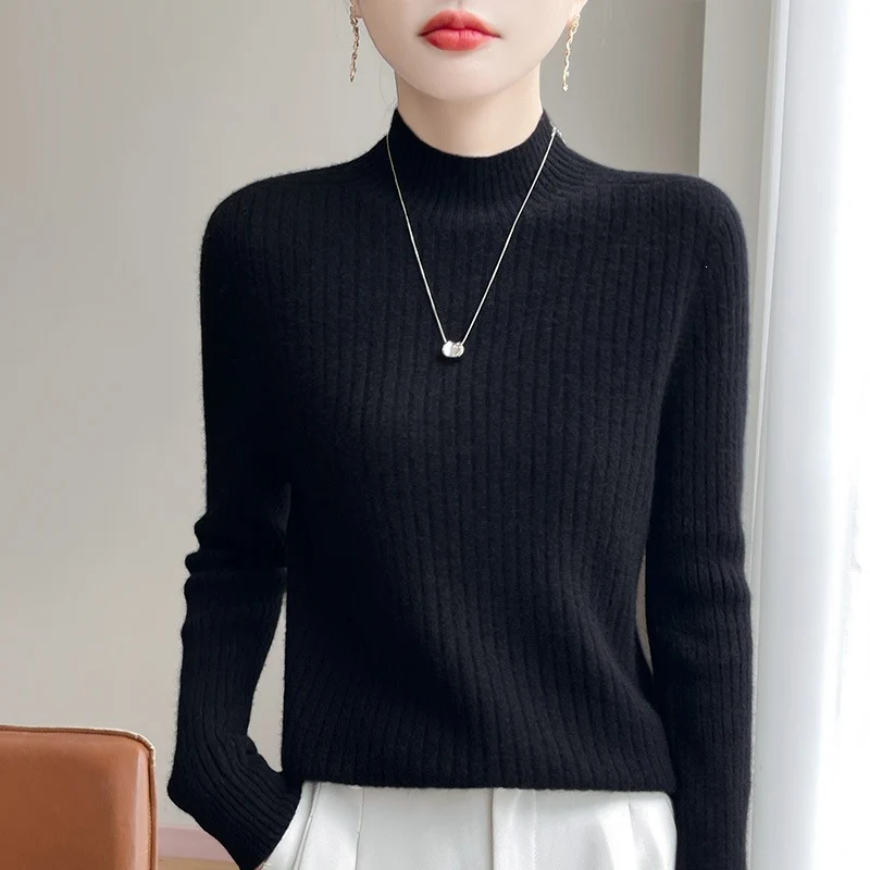 Damen Schmaler Rippenstrick-Mockneck mit extraweicher Kaschmir-Optik Nord Taschen