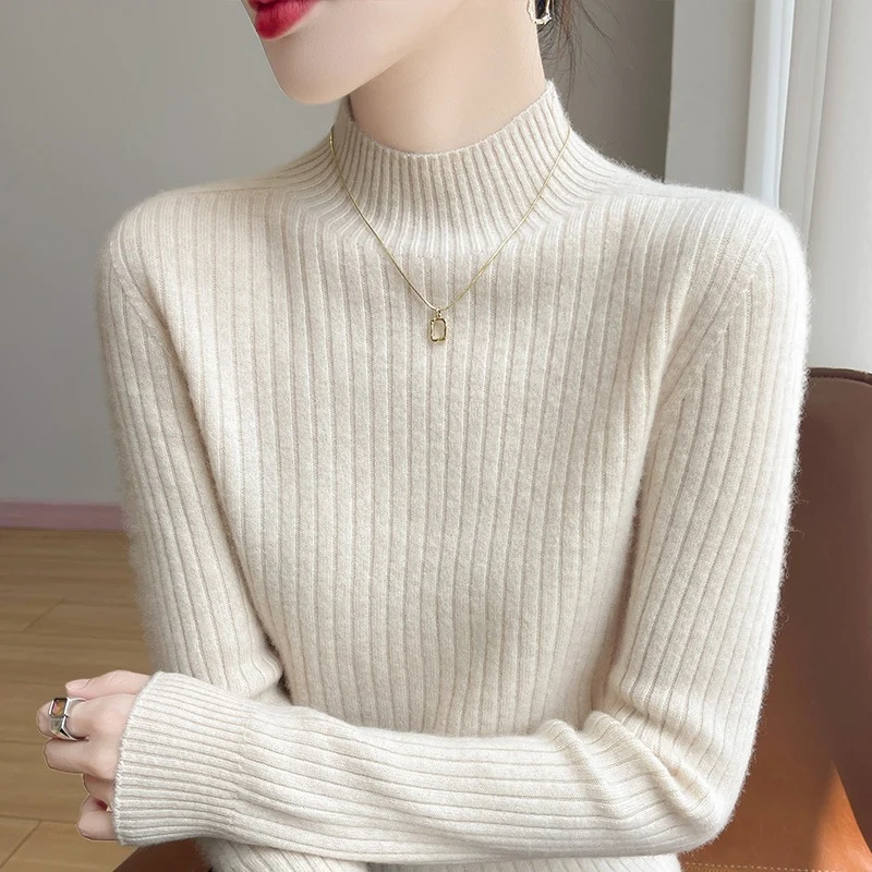 Damen Schmaler Rippenstrick-Mockneck mit extraweicher Kaschmir-Optik Nord Taschen