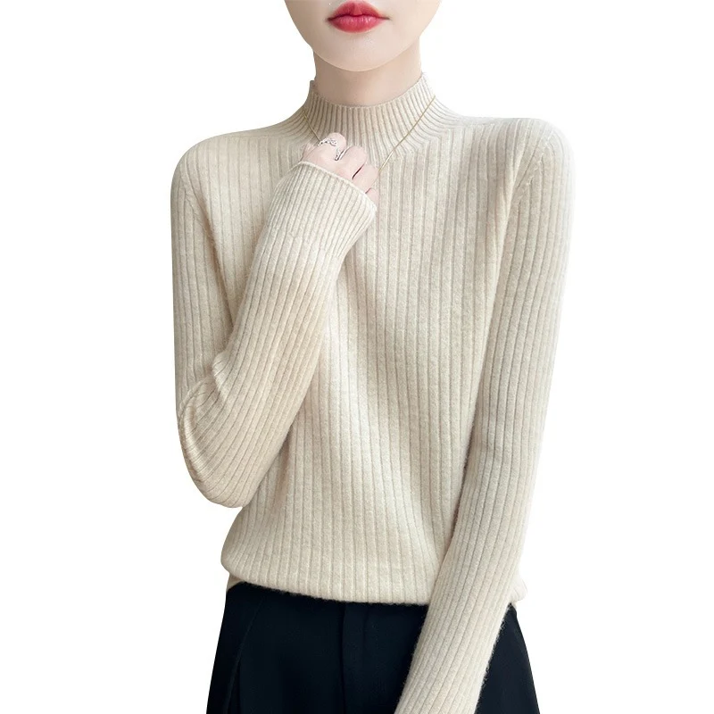 Damen Schmaler Rippenstrick-Mockneck mit extraweicher Kaschmir-Optik Nord Taschen