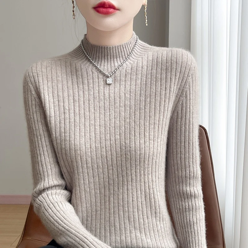 Damen Schmaler Rippenstrick-Mockneck mit extraweicher Kaschmir-Optik Nord Taschen