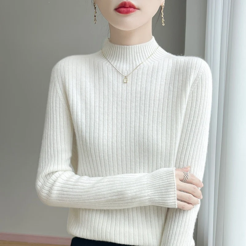 Damen Schmaler Rippenstrick-Mockneck mit extraweicher Kaschmir-Optik Nord Taschen