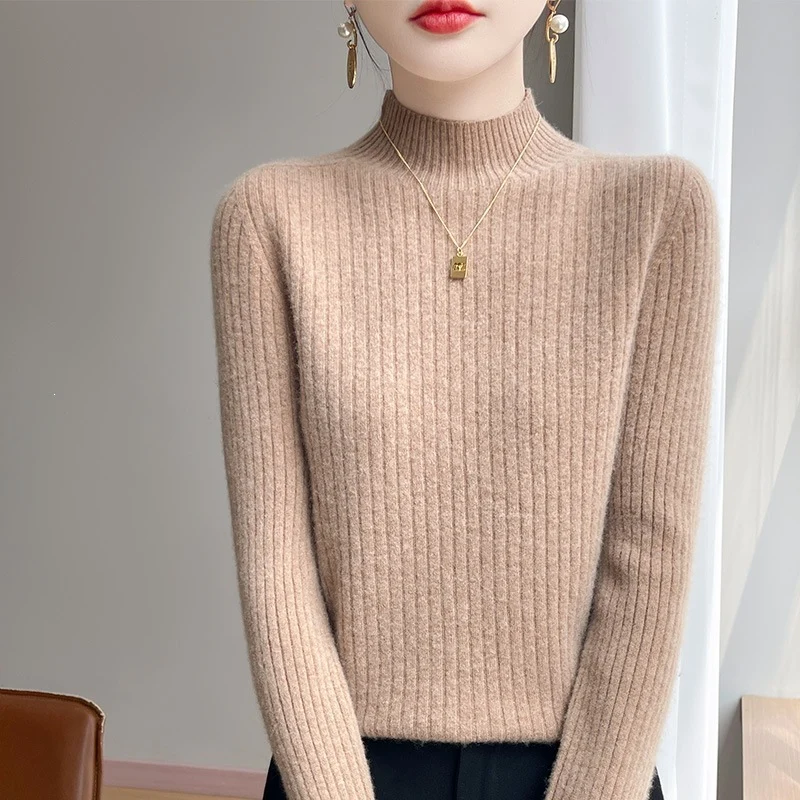 Damen Schmaler Rippenstrick-Mockneck mit extraweicher Kaschmir-Optik Nord Taschen