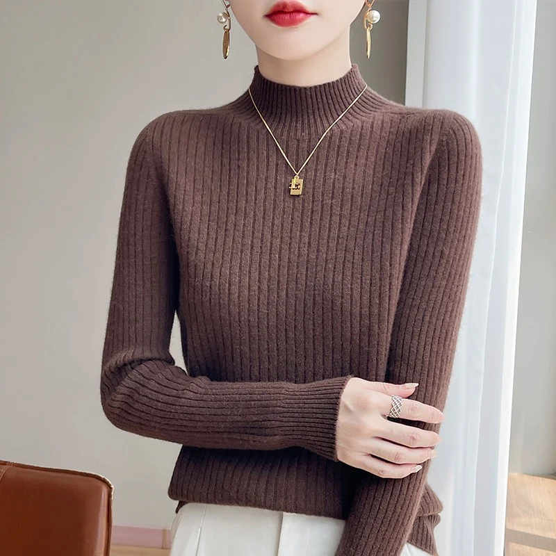 Damen Schmaler Rippenstrick-Mockneck mit extraweicher Kaschmir-Optik Nord Taschen
