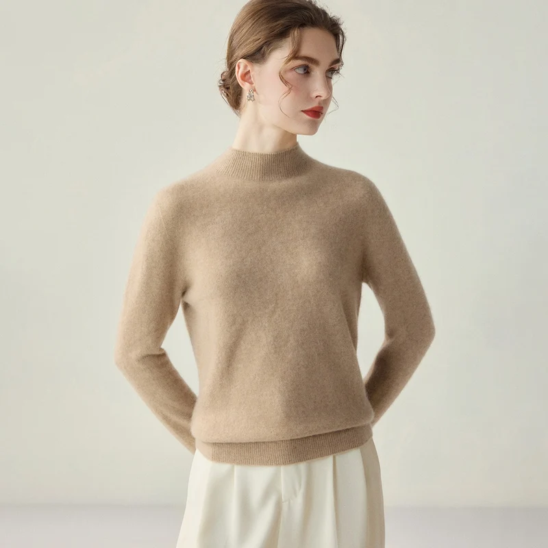 Damen Schmaler Mockneck-Feinstrickpullover mit kaschmirähnlicher Haptik Nord Taschen