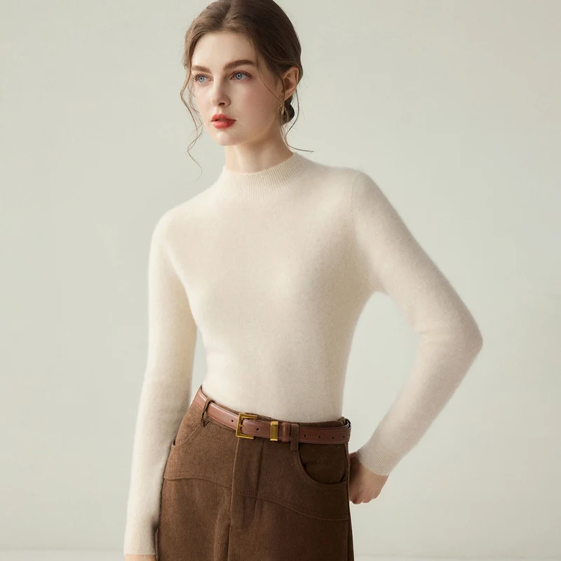Damen Schmaler Mockneck-Feinstrickpullover mit kaschmirähnlicher Haptik Nord Taschen
