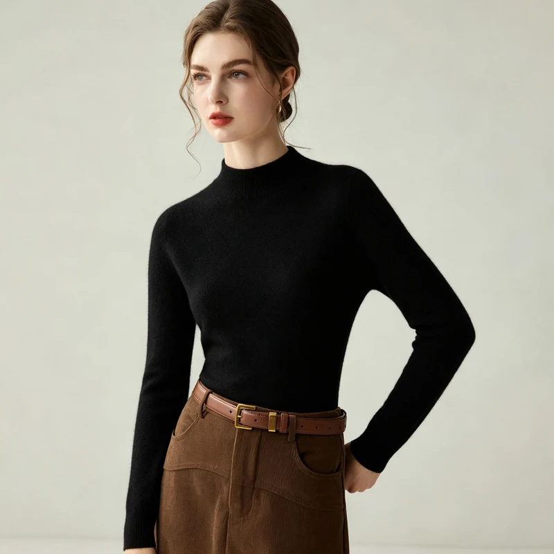 Damen Schmaler Mockneck-Feinstrickpullover mit kaschmirähnlicher Haptik Nord Taschen