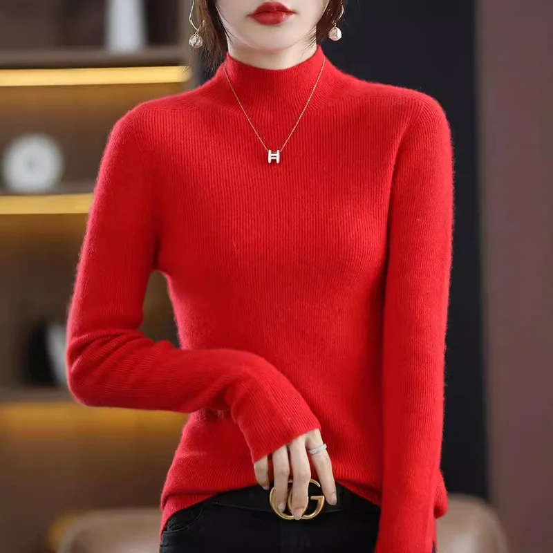 Damen Schmaler Kurzrollkragenpullover in kuscheliger Kaschmir‑Optik mit feiner Rippenstruktur Nord Taschen