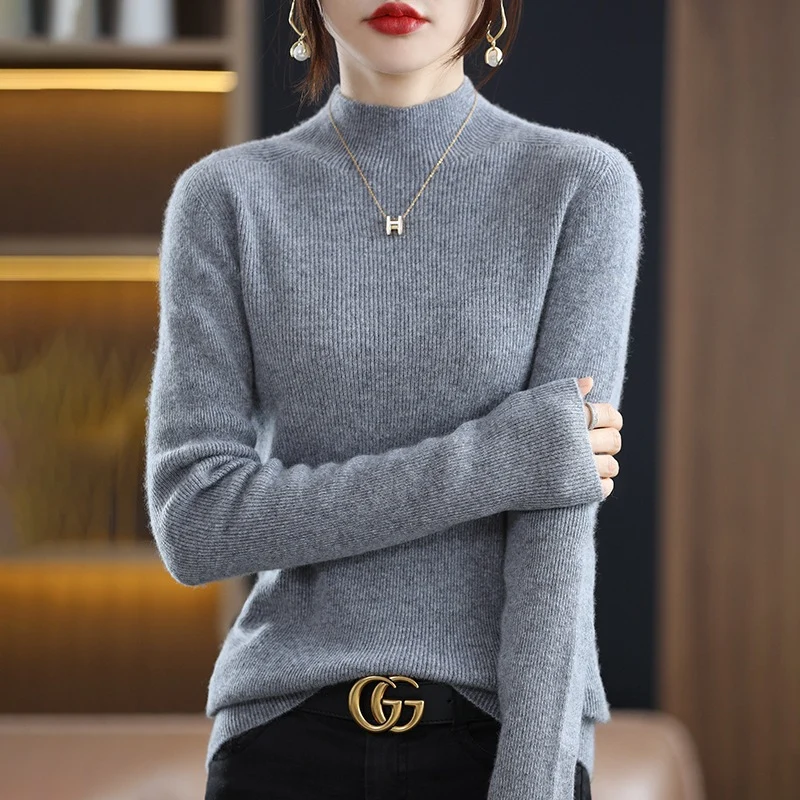 Damen Schmaler Kurzrollkragenpullover in kuscheliger Kaschmir‑Optik mit feiner Rippenstruktur Nord Taschen