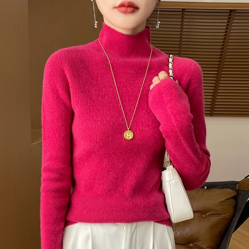 Damen Schmaler Kurzrollkragenpullover in kuscheliger Kaschmir‑Optik mit feiner Rippenstruktur Nord Taschen