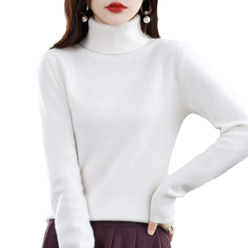 Damen Schmal geschnittener Rollkragenpullover aus kaschmirähnlichem Feinstrick mit softem Flor Nord Taschen