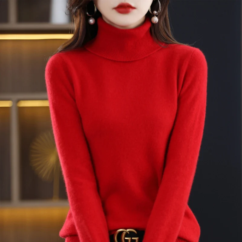 Damen Schmal geschnittener Rollkragenpullover aus kaschmirähnlichem Feinstrick mit softem Flor Nord Taschen