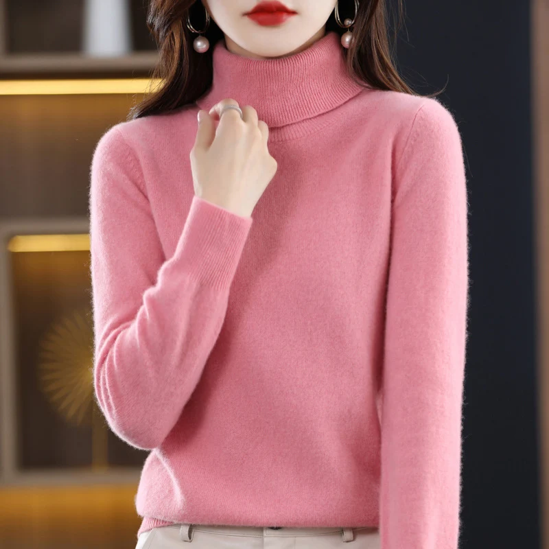 Damen Schmal geschnittener Rollkragenpullover aus kaschmirähnlichem Feinstrick mit softem Flor Nord Taschen