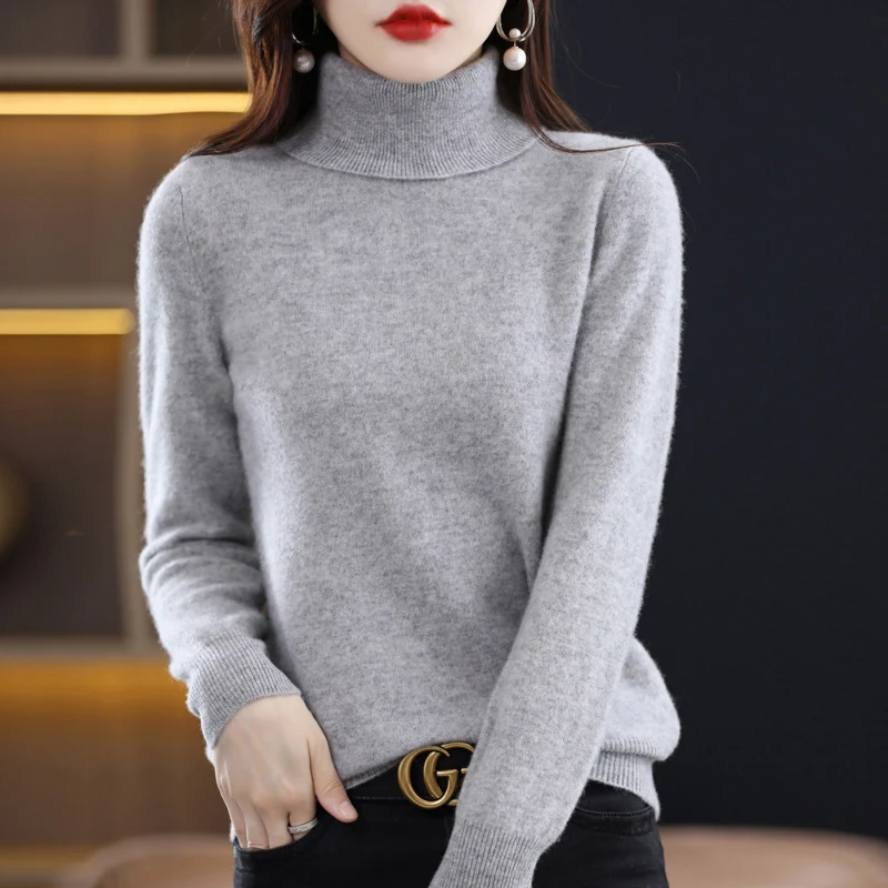 Damen Schmal geschnittener Rollkragenpullover aus kaschmirähnlichem Feinstrick mit softem Flor Nord Taschen