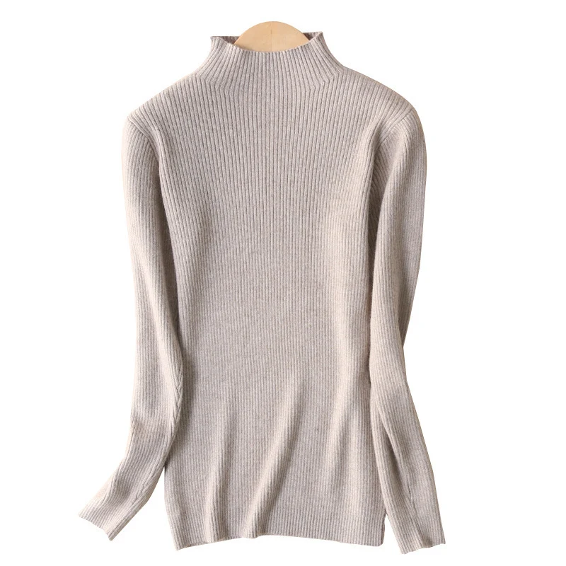 Damen Schmal geschnittener Feinstrickpullover mit kurzem Stehkragen aus Kaschmir-Blend Nord Taschen