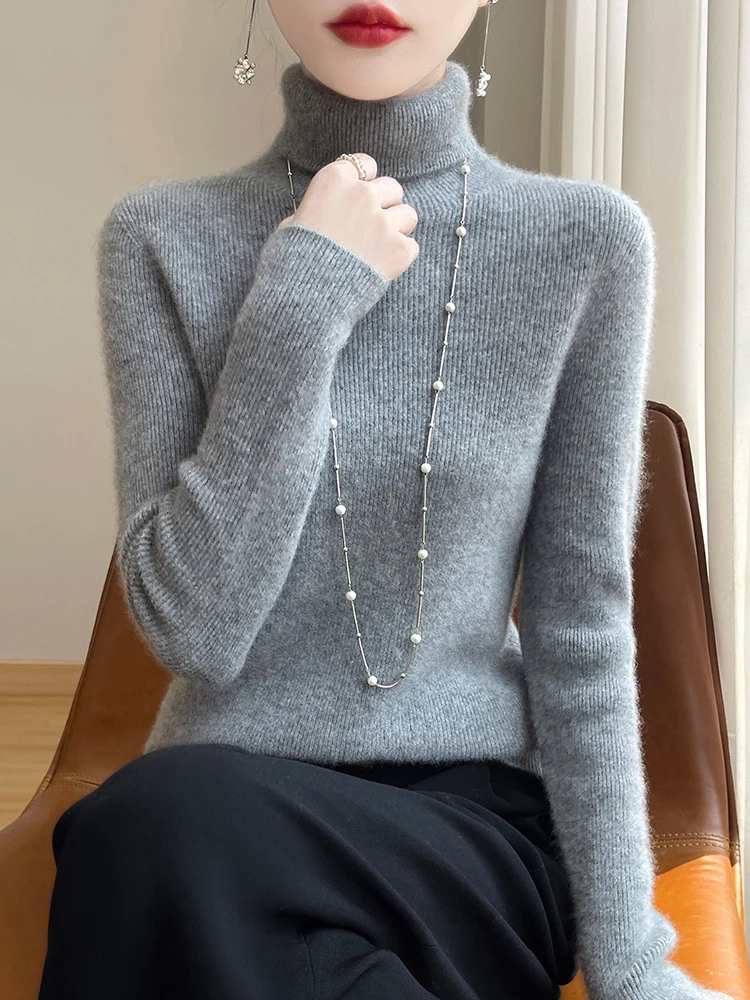 Damen Schmal geschnittener Feinstrick-Rollkragenpullover mit extrafeinem Flauschfinish Nord Taschen