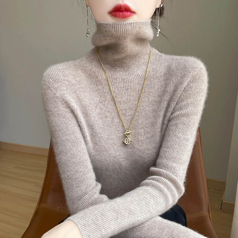 Damen Schmal geschnittener Feinstrick-Rollkragenpullover mit extrafeinem Flauschfinish Nord Taschen