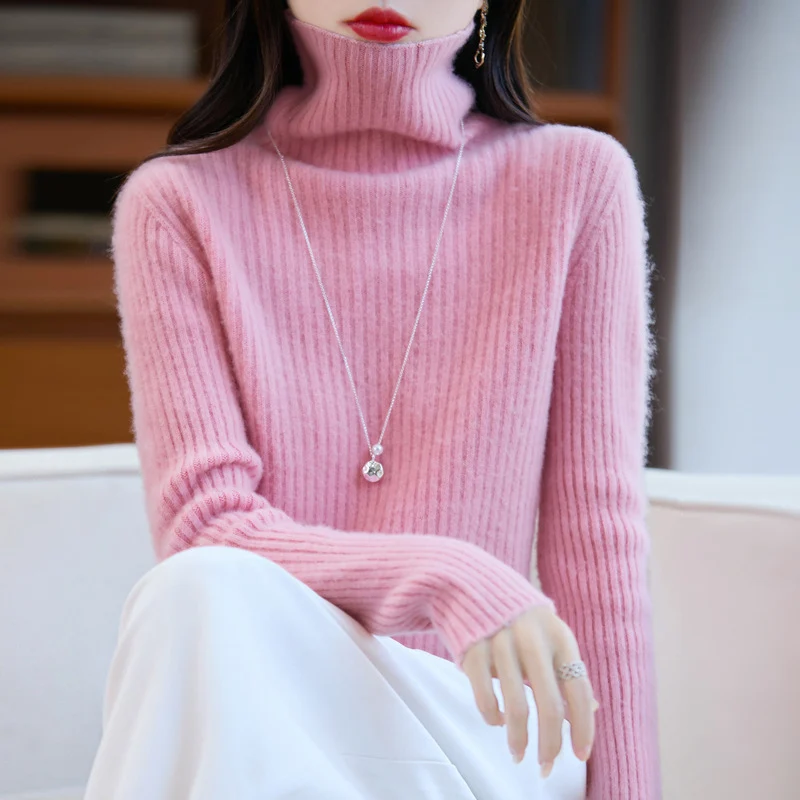 Damen Schlanker Feinstrick-Rollkragenpullover mit feiner Rippenstruktur und kaschmirähnlicher Haptik Nord Taschen