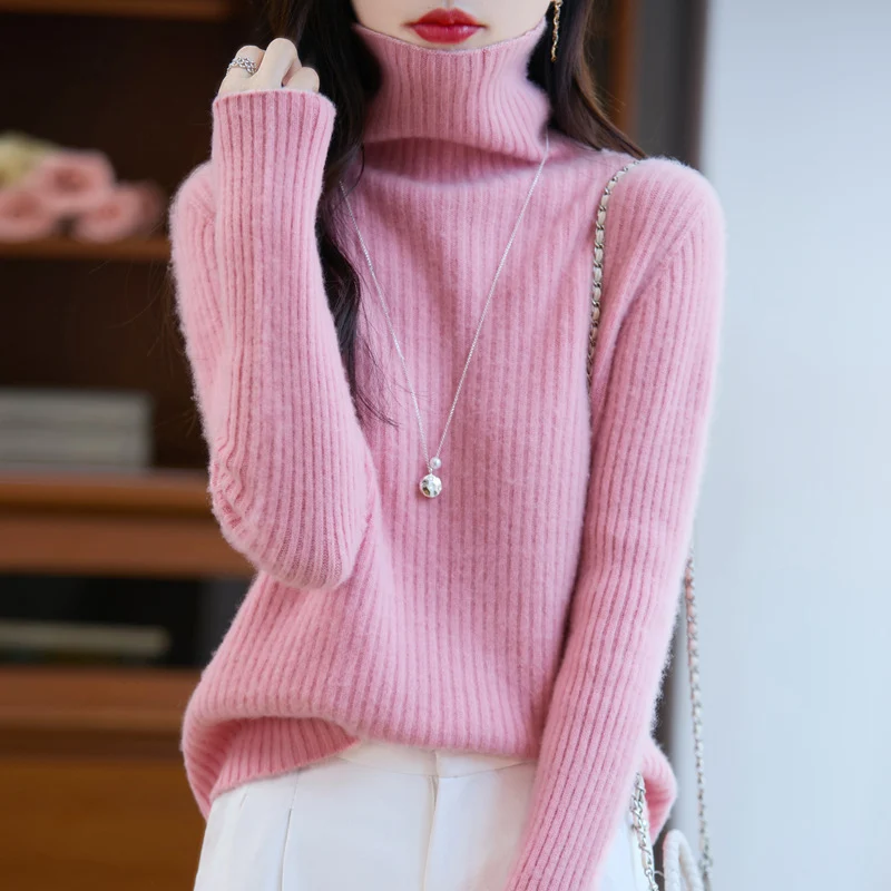 Damen Schlanker Feinstrick-Rollkragenpullover mit feiner Rippenstruktur und kaschmirähnlicher Haptik Nord Taschen