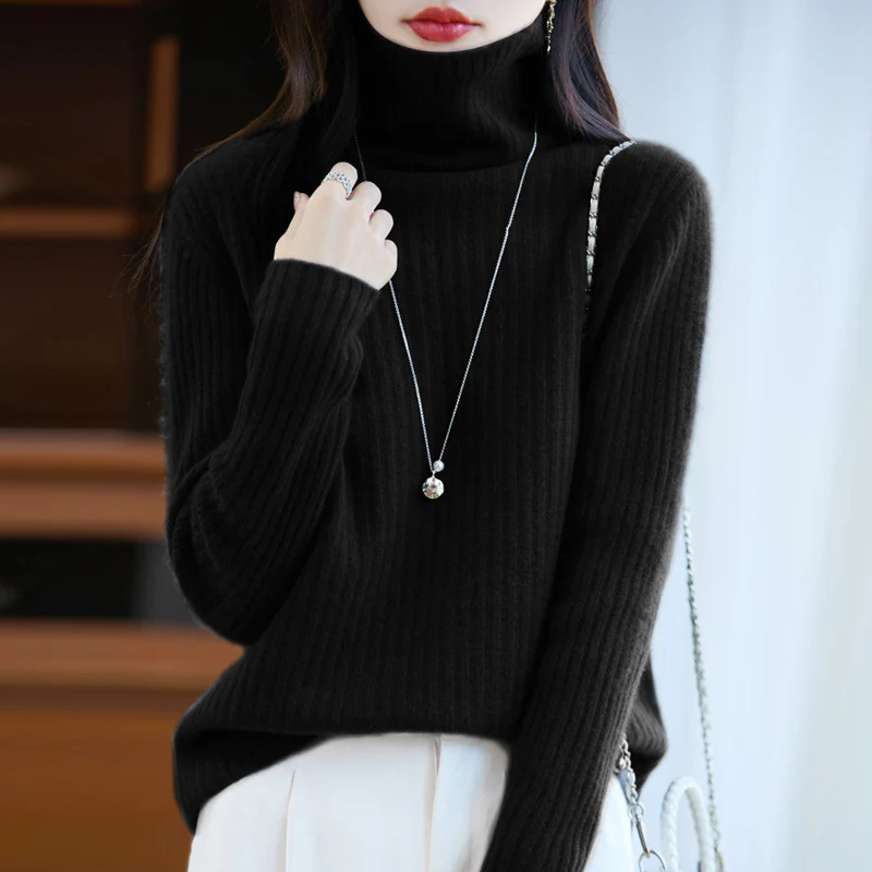 Damen Schlanker Feinstrick-Rollkragenpullover mit feiner Rippenstruktur und kaschmirähnlicher Haptik Nord Taschen