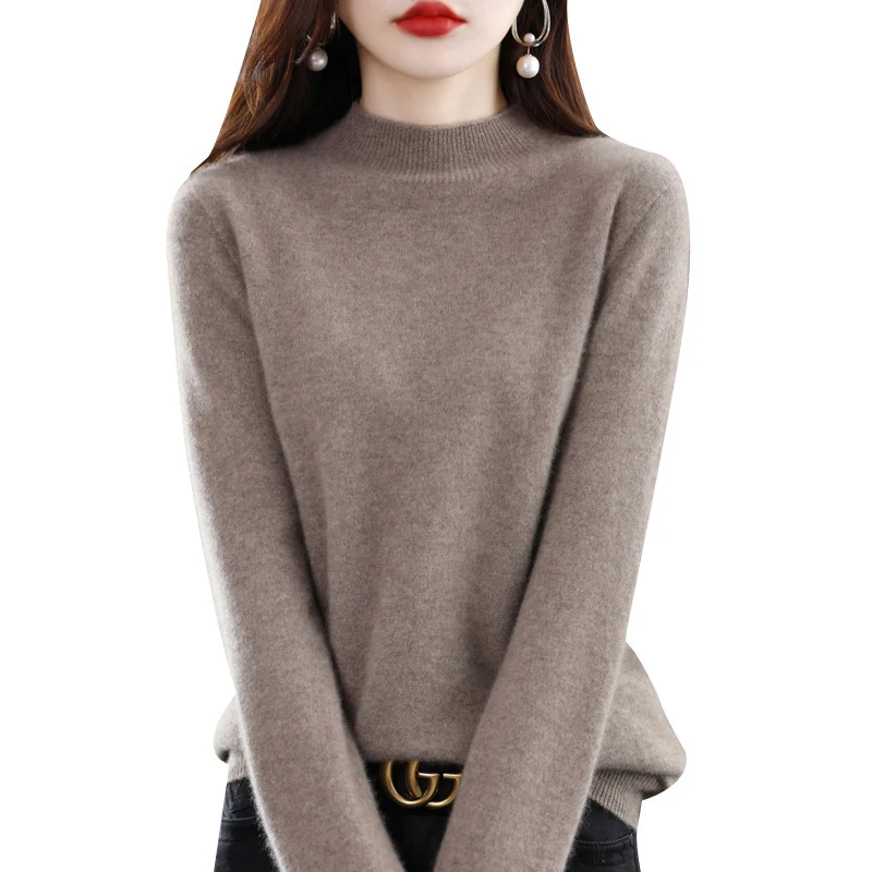 Damen Schlanker Feinstrick-Mockneckpullover mit extrafeinem Flauschfinish und verlängerten Bündchen Nord Taschen