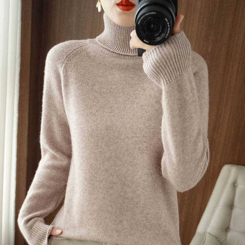 Damen Rollkragenpullover aus weichem Wollmix mit verlängerten Bündchen Nord Taschen