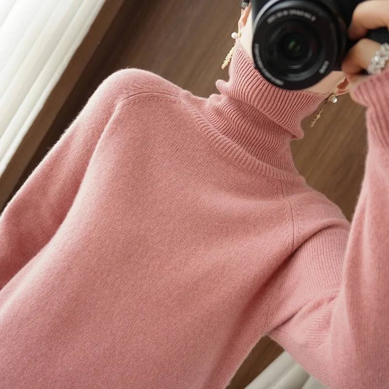 Damen Rollkragenpullover aus weichem Wollmix mit verlängerten Bündchen Nord Taschen