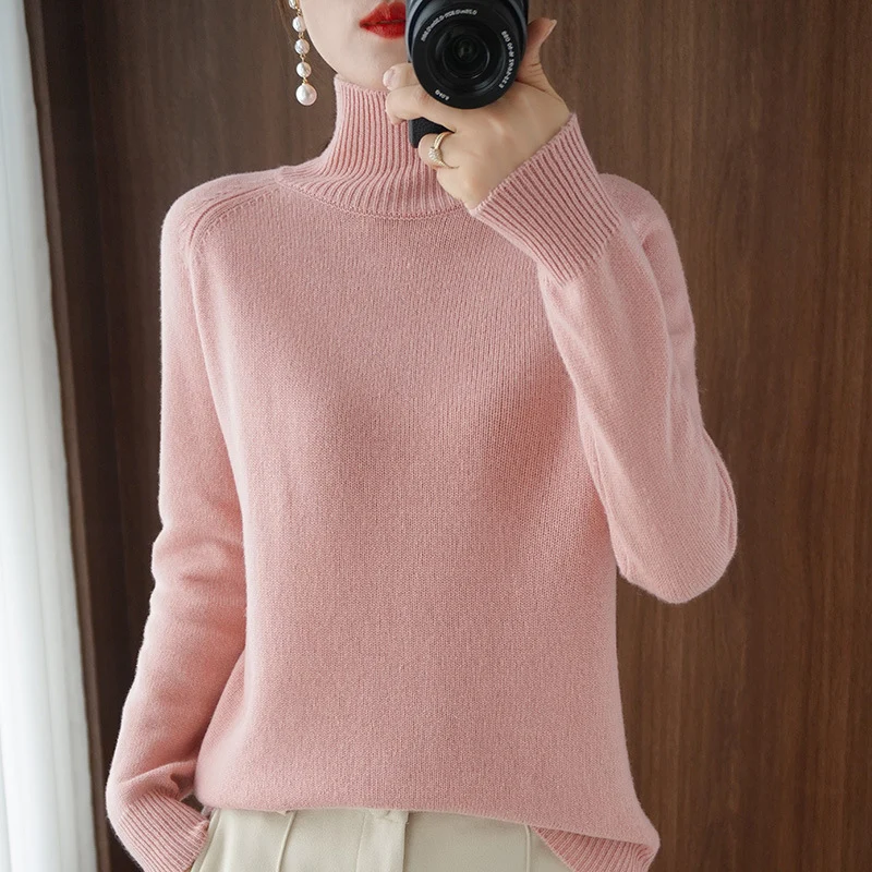 Damen Rollkragenpullover aus Kaschmir-Mix mit feiner Rippstruktur und überschnittener Schulter Nord Taschen