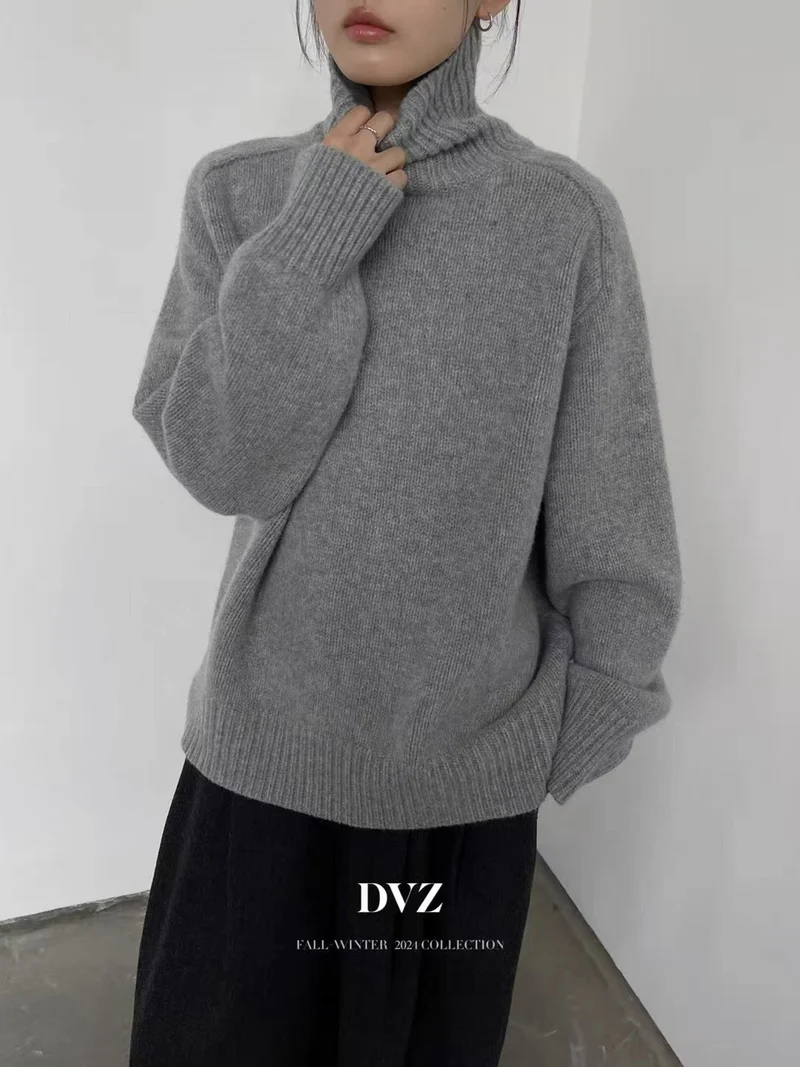 Damen Rollkragenpullover aus feinem Wollmix mit geradem Schnitt und breitem Rippkragen Nord Taschen