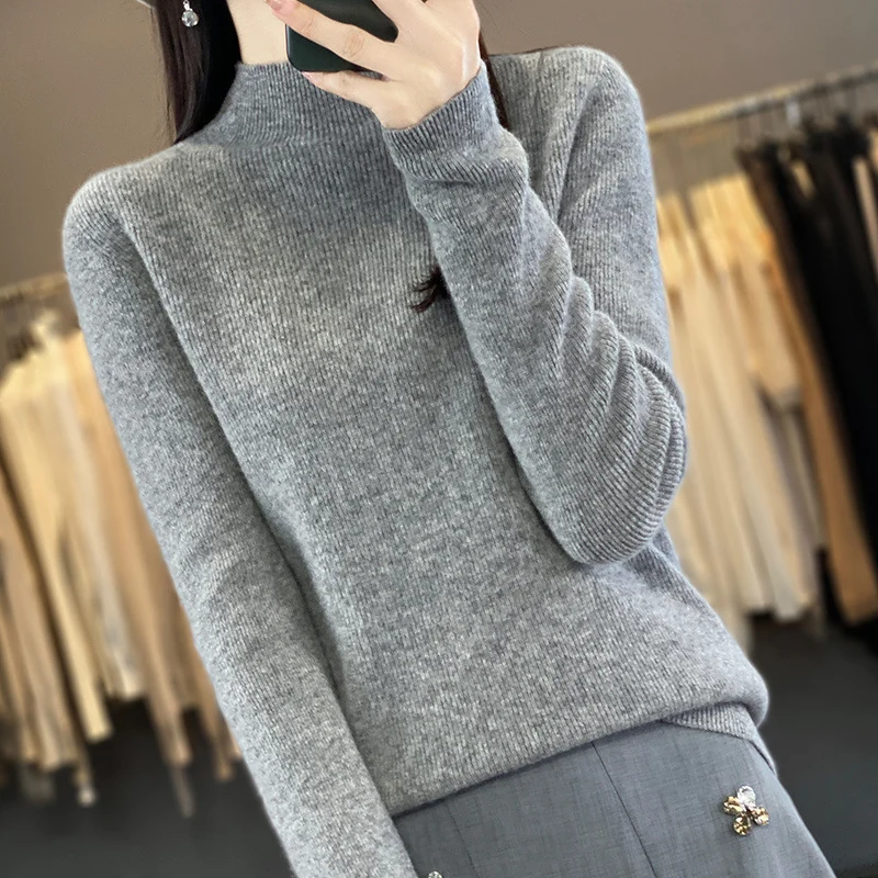 Damen Premium-Feinstrick-Mockneckpullover mit extra langen Ärmelabschlüssen und feiner Rippenstruktur Nord Taschen