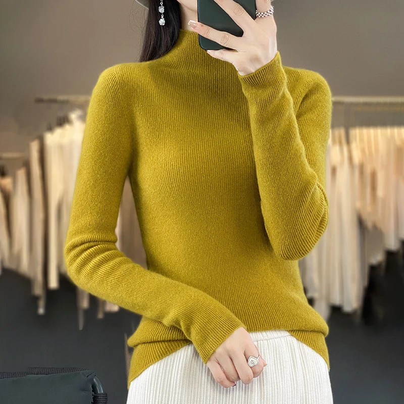 Damen Premium-Feinstrick-Mockneckpullover mit extra langen Ärmelabschlüssen und feiner Rippenstruktur Nord Taschen