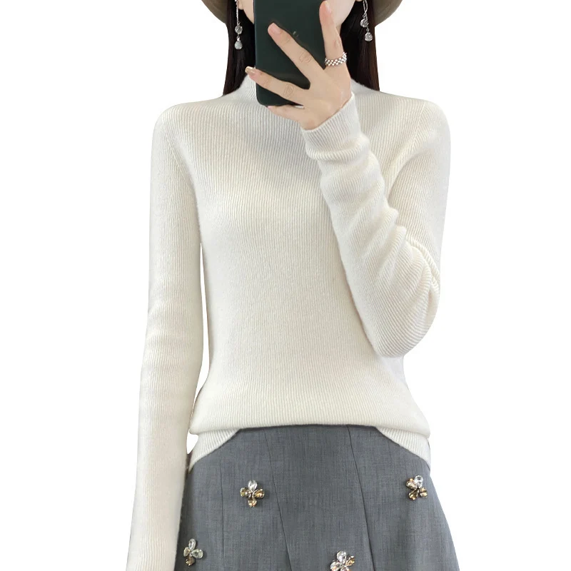 Damen Premium-Feinstrick-Mockneckpullover mit extra langen Ärmelabschlüssen und feiner Rippenstruktur Nord Taschen
