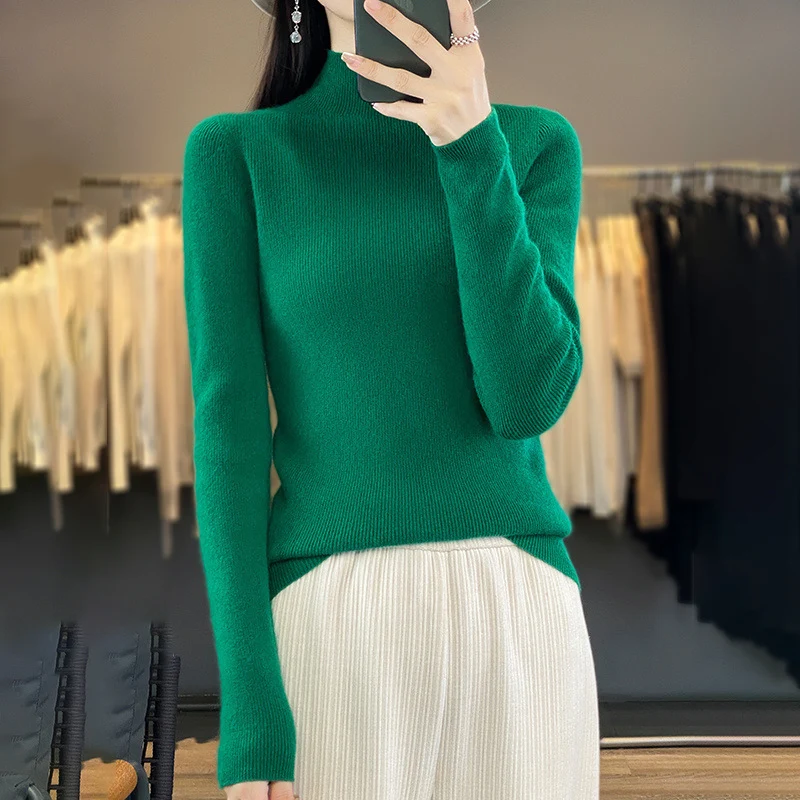 Damen Premium-Feinstrick-Mockneckpullover mit extra langen Ärmelabschlüssen und feiner Rippenstruktur Nord Taschen