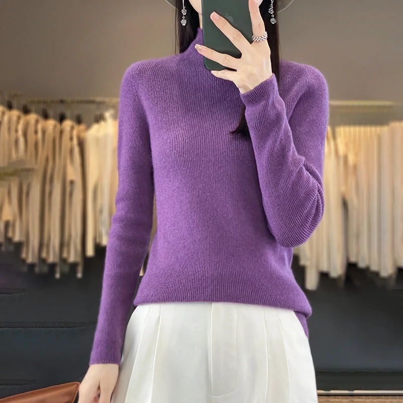 Damen Premium-Feinstrick-Mockneckpullover mit extra langen Ärmelabschlüssen und feiner Rippenstruktur Nord Taschen