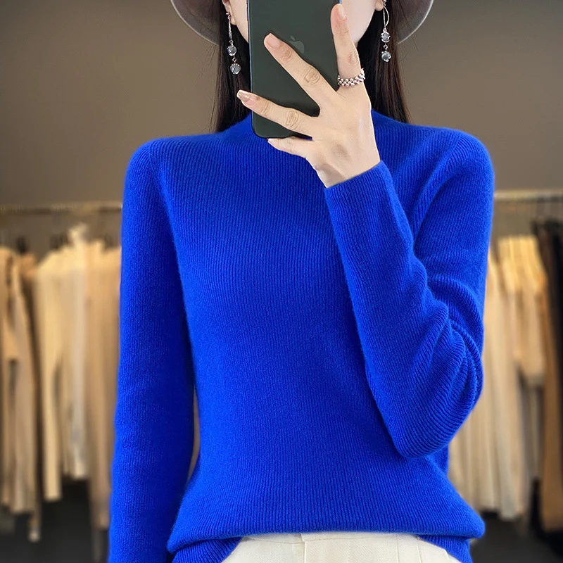 Damen Premium-Feinstrick-Mockneckpullover mit extra langen Ärmelabschlüssen und feiner Rippenstruktur Nord Taschen