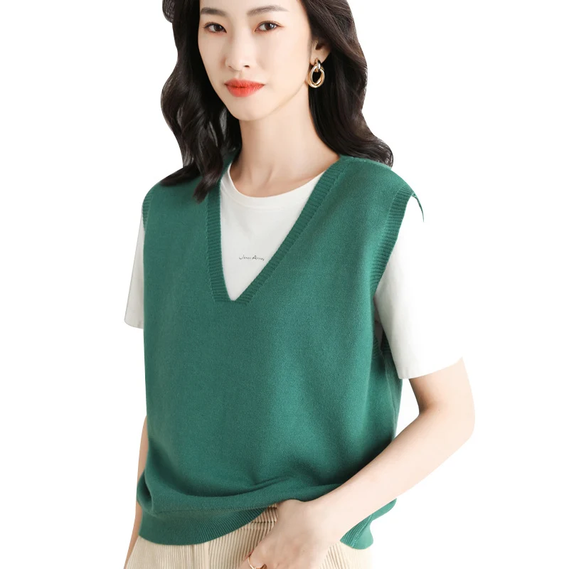 Damen Oversize V-Ausschnitt Feinstrickweste mit Rippenbund Nord Taschen