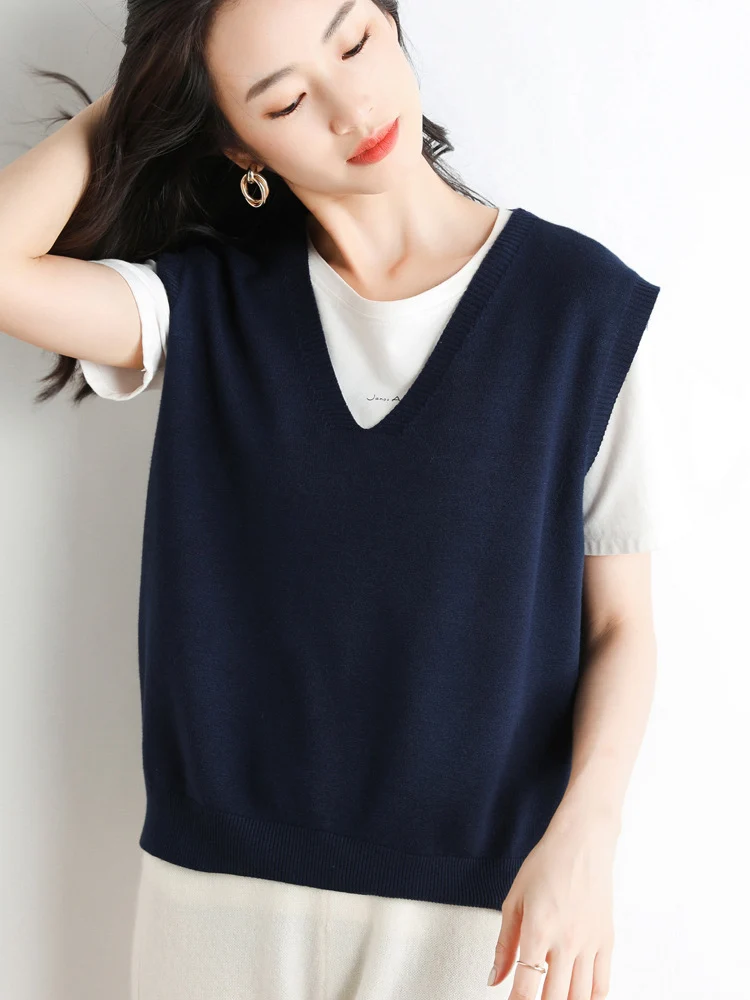 Damen Oversize V-Ausschnitt Feinstrickweste mit Rippenbund Nord Taschen