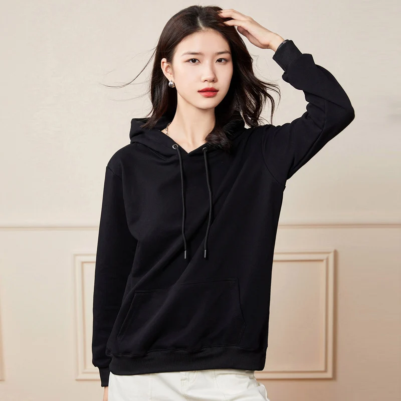 Damen Oversize-Kapuzenpullover aus Baumwoll-Mix mit Kängurutasche und gerippten Bündchen Nord Taschen