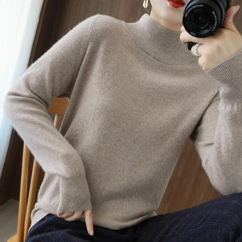 Damen Mockneck-Pullover aus flauschigem Angora-Mix mit legerer Ballonärmel-Silhouette Nord Taschen
