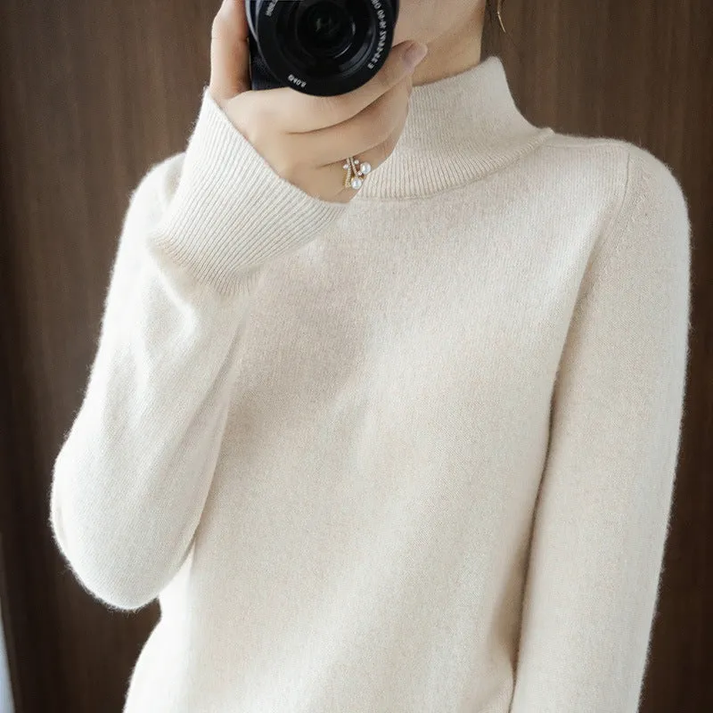 Damen Mockneck-Pullover aus flauschigem Angora-Mix mit legerer Ballonärmel-Silhouette Nord Taschen