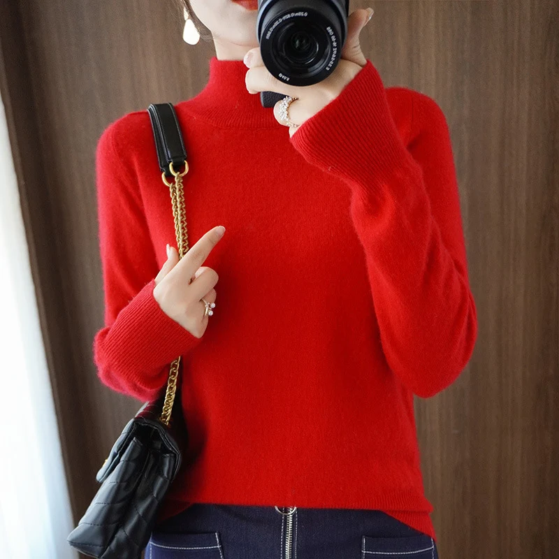Damen Mockneck-Pullover aus flauschigem Angora-Mix mit legerer Ballonärmel-Silhouette Nord Taschen