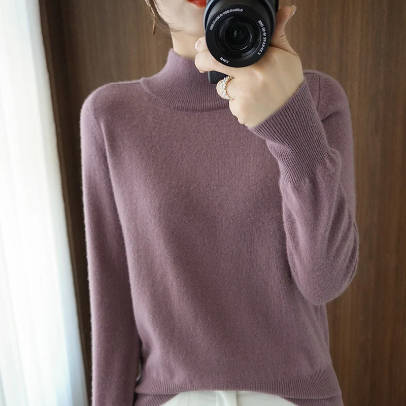 Damen Mockneck-Pullover aus flauschigem Angora-Mix mit legerer Ballonärmel-Silhouette Nord Taschen