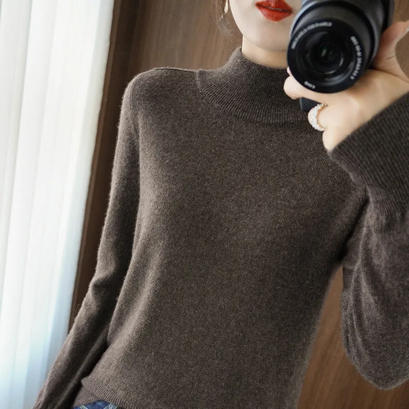 Damen Mockneck-Pullover aus flauschigem Angora-Mix mit legerer Ballonärmel-Silhouette Nord Taschen