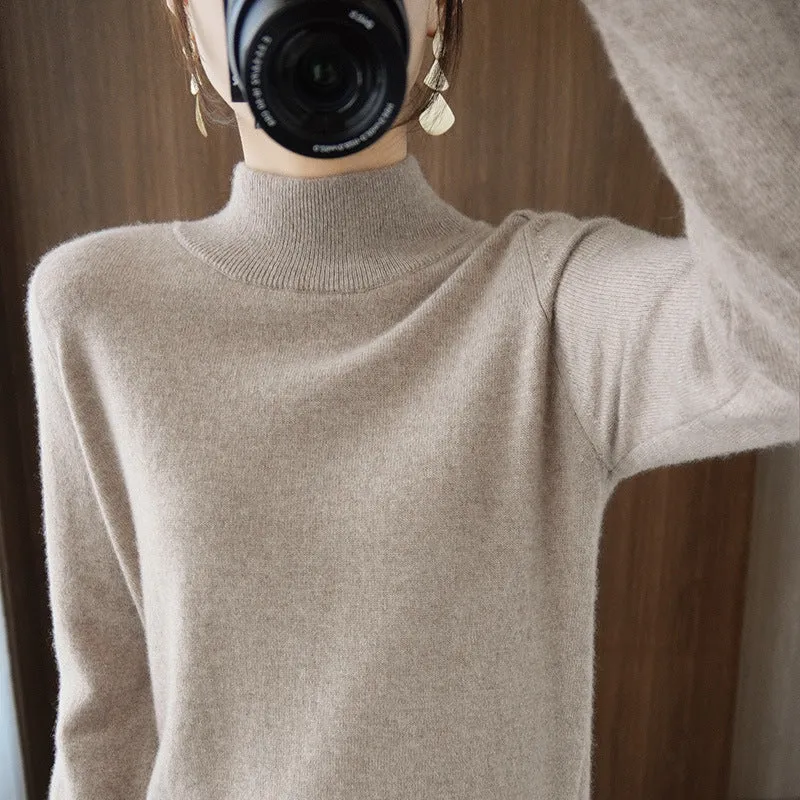 Damen Mockneck-Pullover aus flauschigem Angora-Mix mit legerer Ballonärmel-Silhouette Nord Taschen